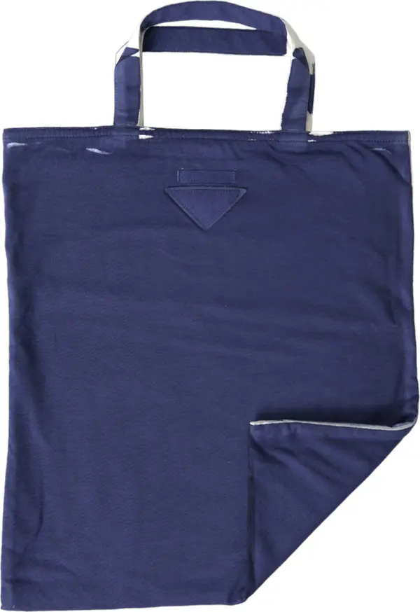 Blue Jersey Fabric Logo Shoulder Shopping Tote Shopping Bag