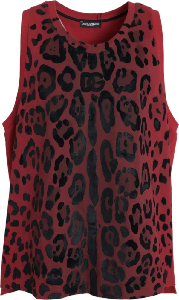 Red Leopard Print Sleeveless Tank T-shirt