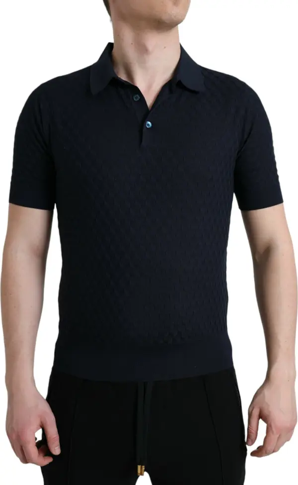 Dark Blue Collared Short Sleeve Polo T-shirt