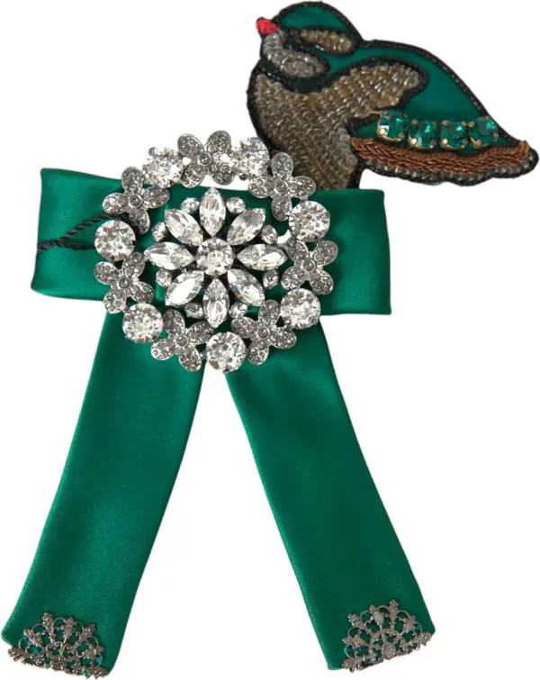 Green Satin Bird Crystal Women Hair Clip
