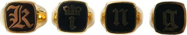 Gold Brass KING Enamel Set of 4 Ring