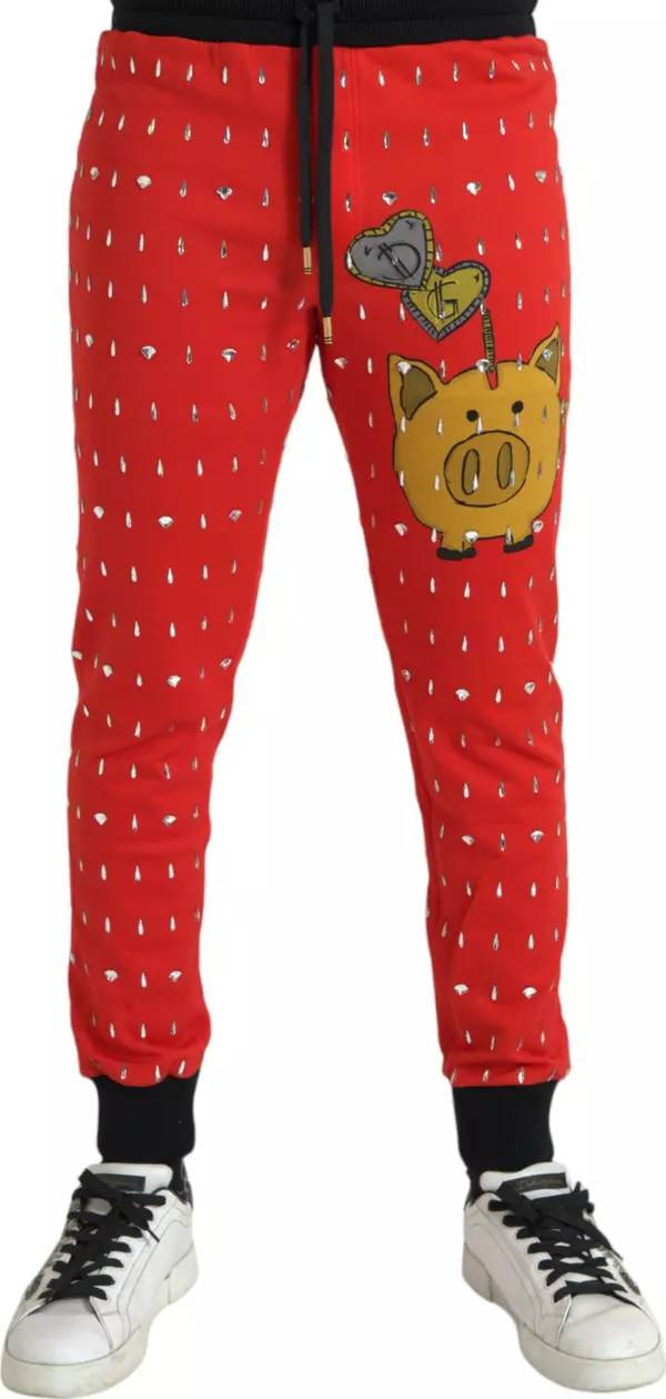 Red Year Of The Pig Jogger Sweatpants Pants