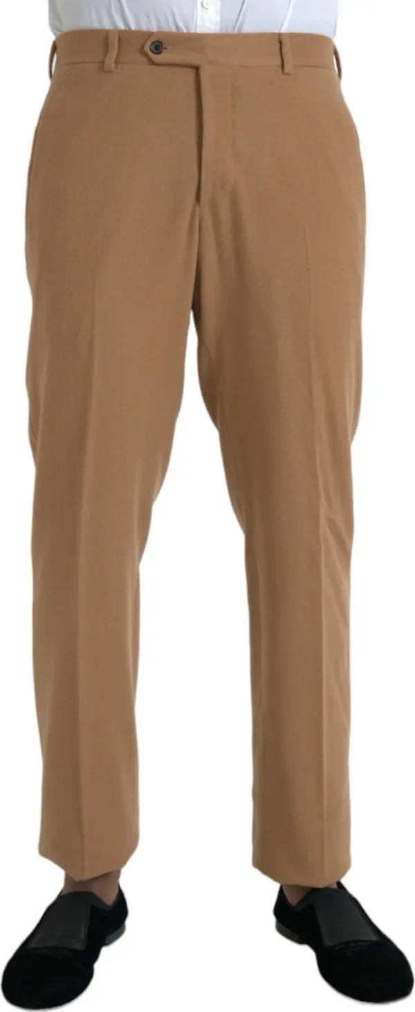 Beige Cashmere Men Straight Fit Dress Pants