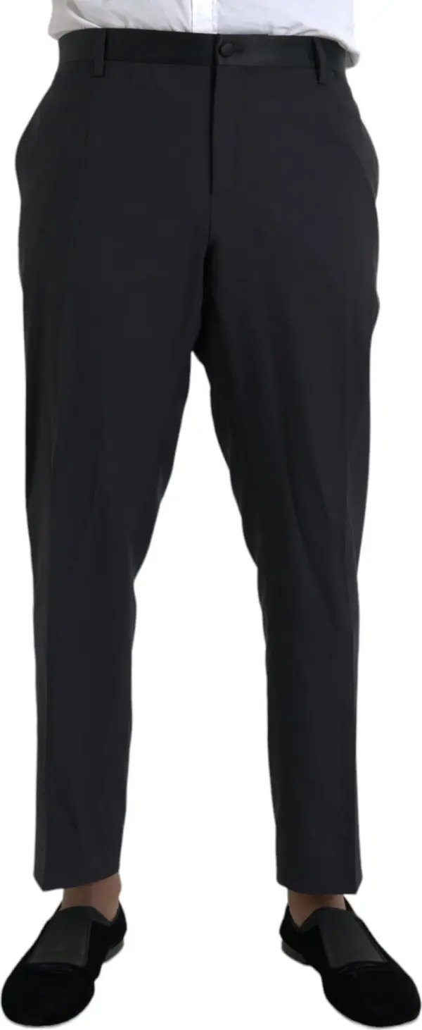 Blue Wool Men Skinny Dress Pants