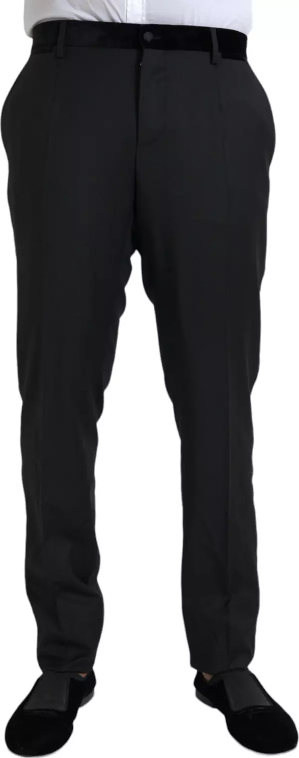 Black Silk Men Skinny Dress Pants