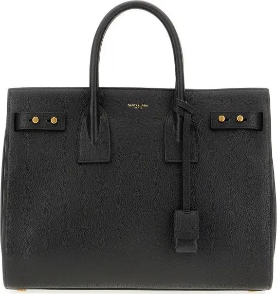 Black Calf Leather Sac De Jour Handbag