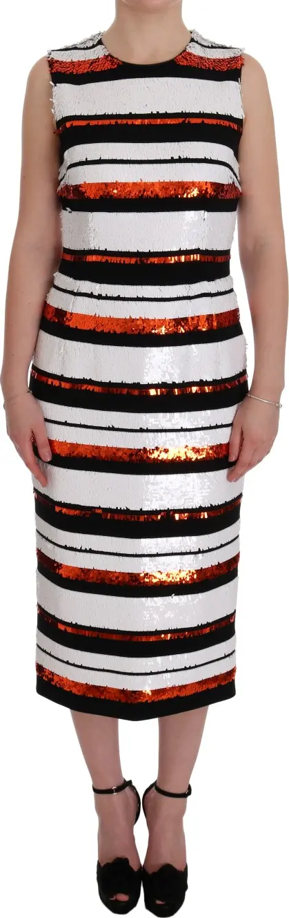 Multicolored Striped Sequined Stretch Dress