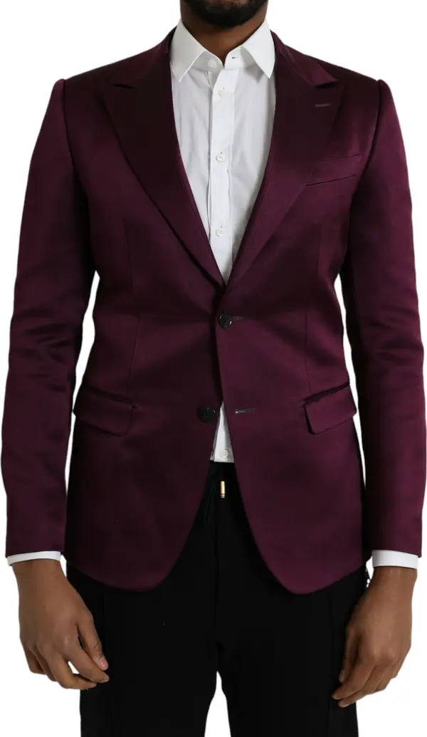 Maroon Silk Single Breasted Coat Blazer