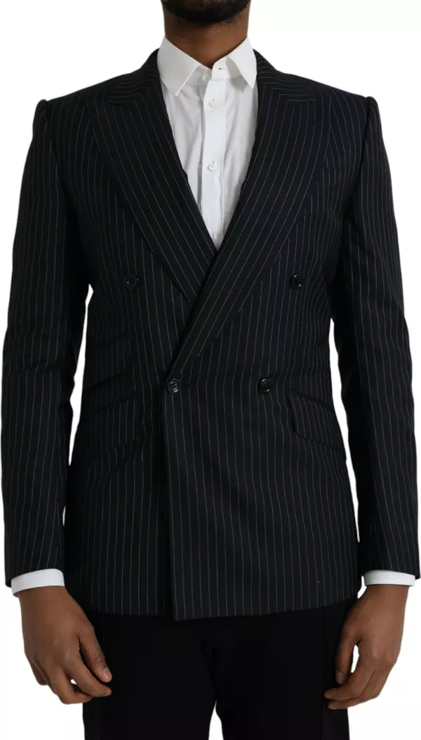 Black Stripe SICILIA Double Breasted Coat Blazer