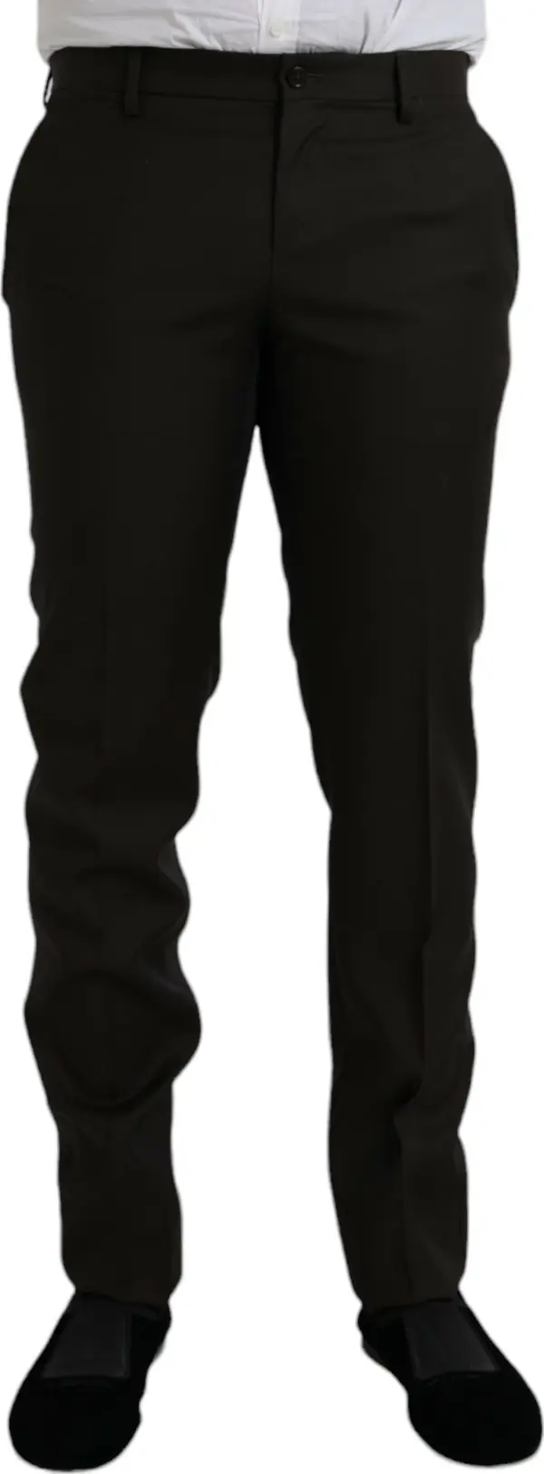 Dark Brown Wool Slim Fit Formal Pants