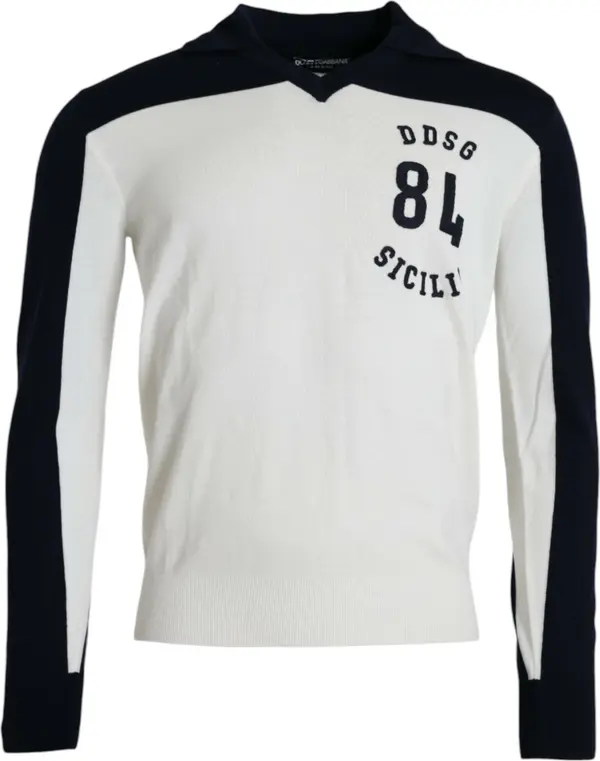 White Black SICILIA Henley Shirt Pullover Sweater