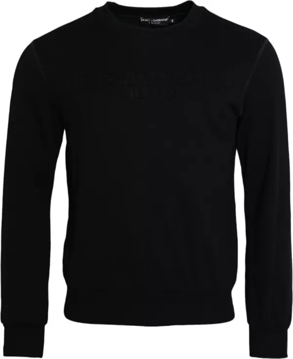 Black Cotton Long Sleeves Sweatshirt Sweater