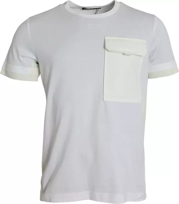White Cotton Pocket Short Sleeves T-shirt