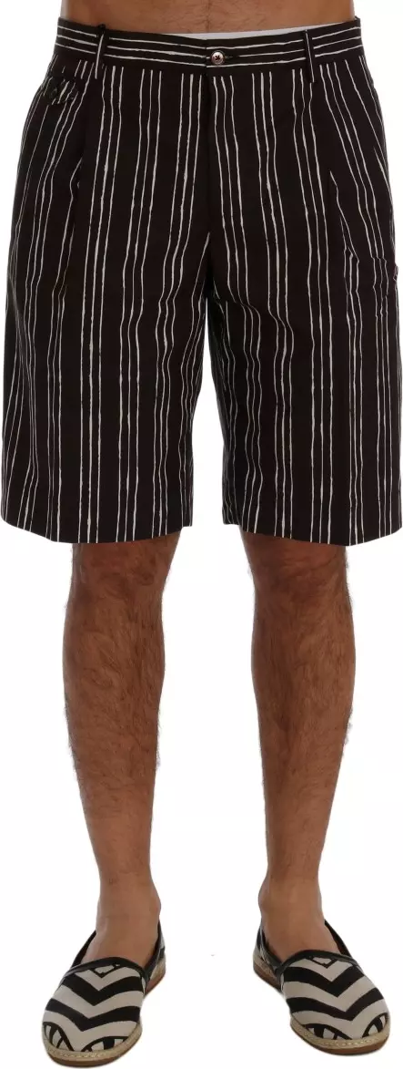 Bordeaux White Striped Hemp Casual Shorts