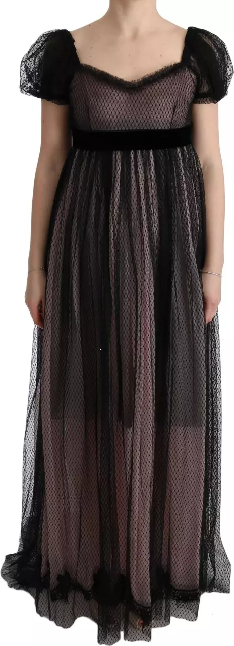 Black Pink Silk Long Shift Dress