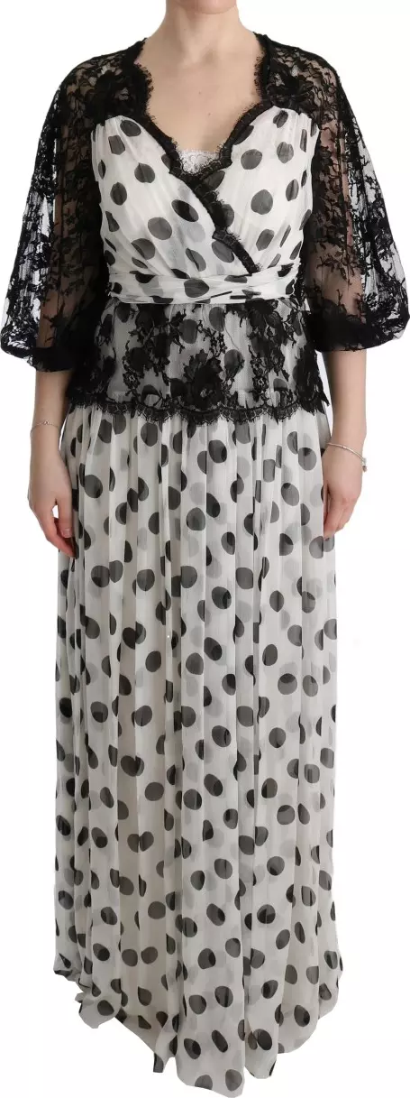 Black White Polka Dotted Floral Dress