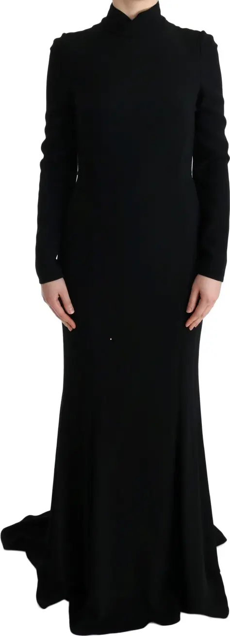 Black Stretch Long Gown Sheath Dress