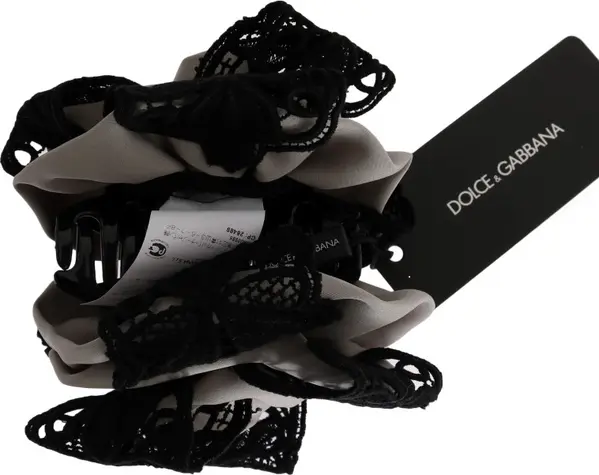 Gray Silk Black Lace Hair Claw