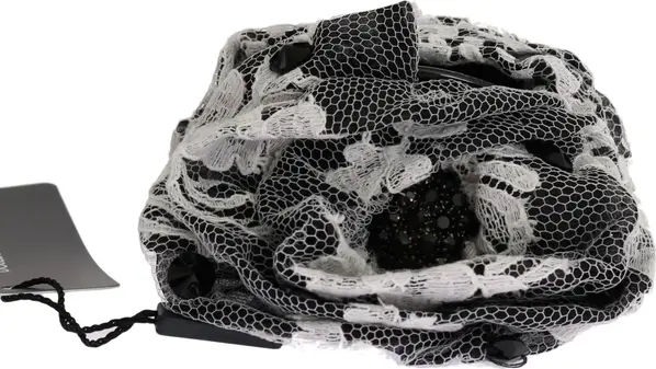 Black White Floral Lace Crystal Hair Claw