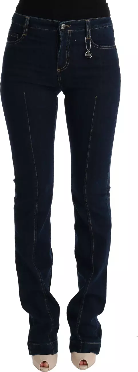 Blue Cotton Bootcut Flared Jeans