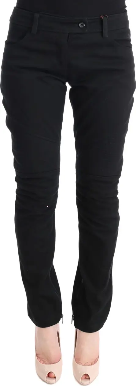 Black Cotton Slim Fit Casual Pants