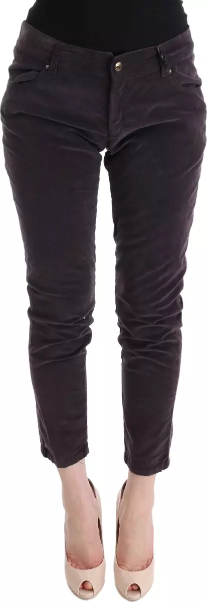 Brown Cotton Cropped Casual Pants