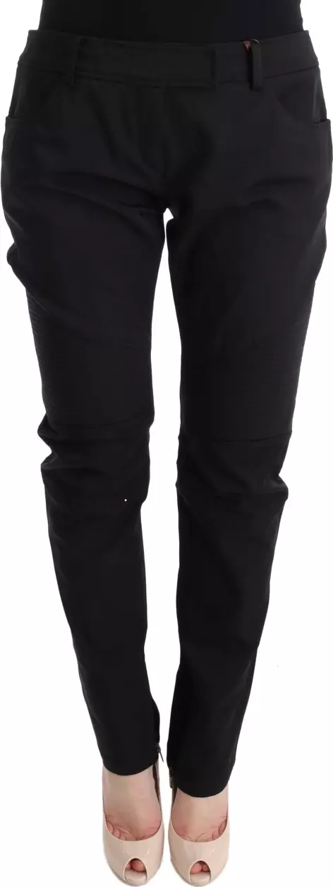 Black Cotton Slim Fit Casual Pants