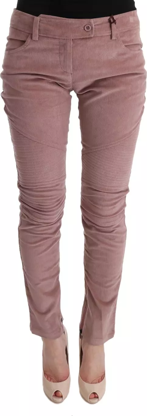 Pink Velvet Cropped Casual Pants