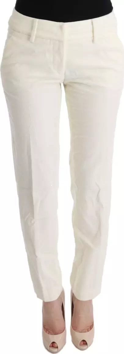 White Cotton Regular Fit Casual Pants