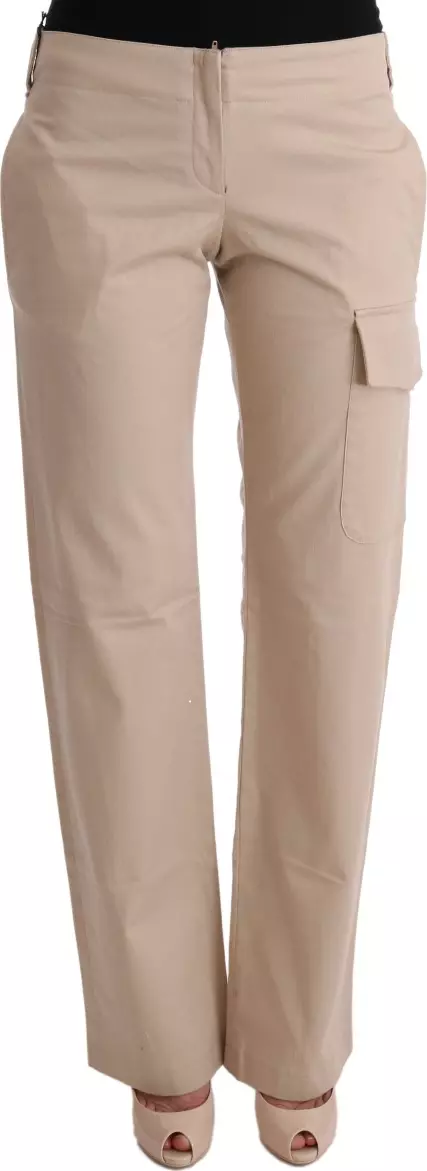 Beige Cotton Wool Regular Fit Pants
