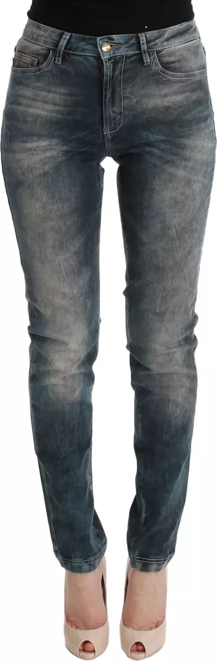 Blue Wash Cotton Blend Slim Fit Jeans