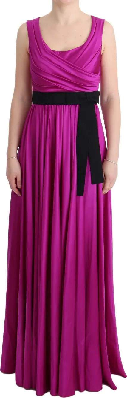 Pink Silk Stretch Shift Long Dress