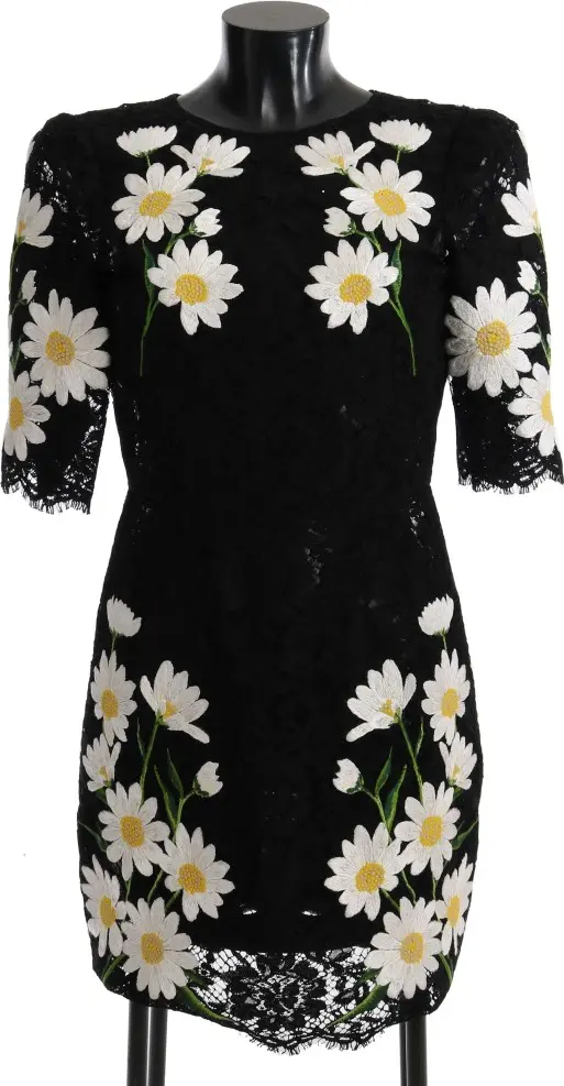 Black Floral Lace Chamomile Sicily Dress