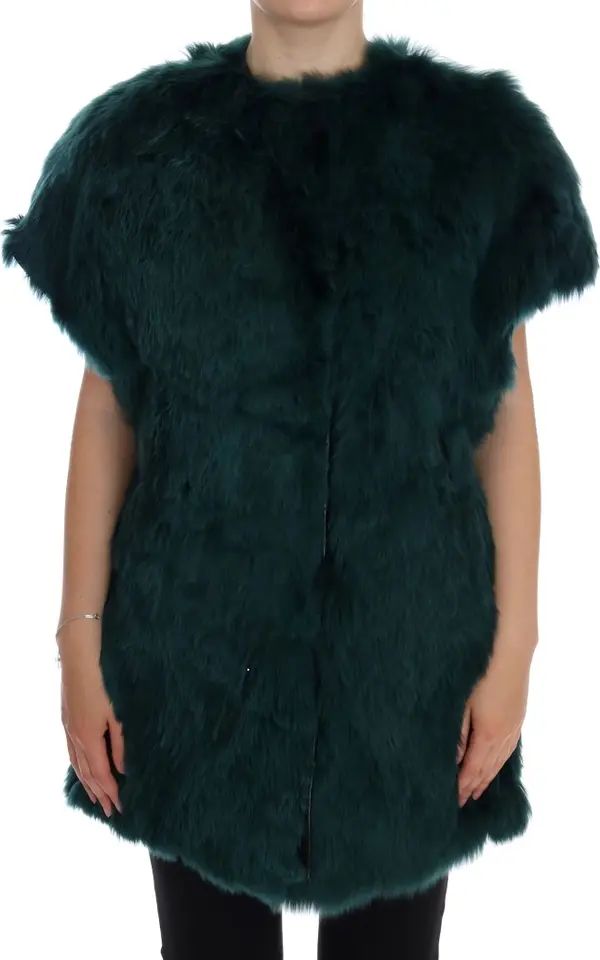 Green Alpaca Fur Vest Sleeveless Jacket