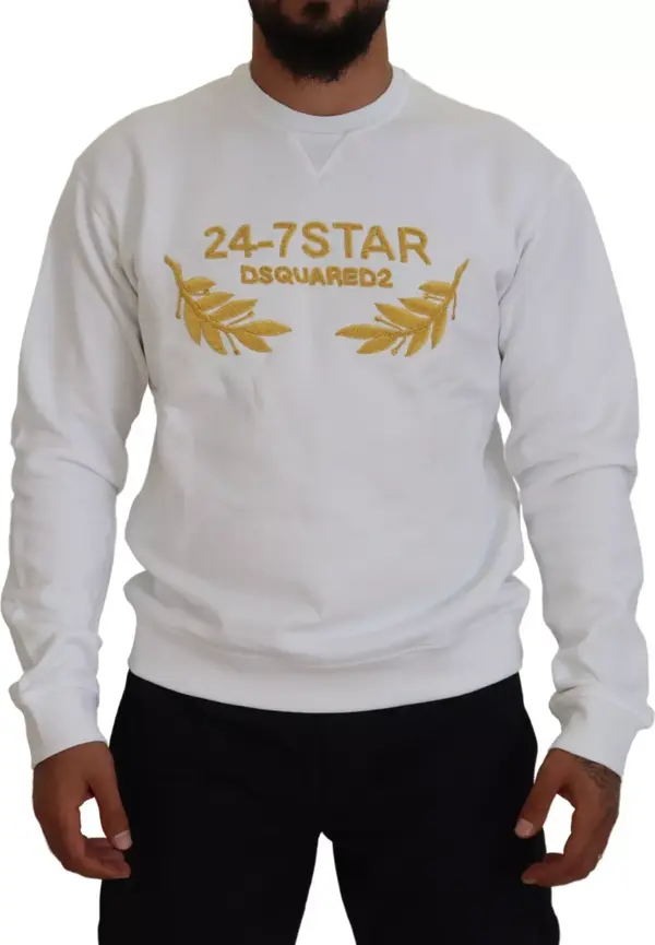 White Embroidered Crewneck Sweatshirt Sweater
