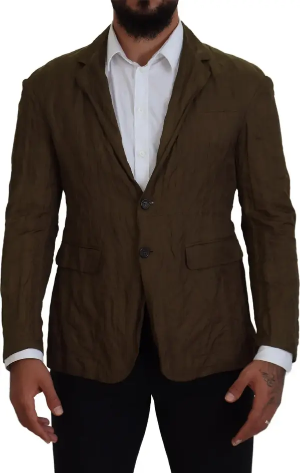 Green Single Breasted Men Coat Blazer Jacket