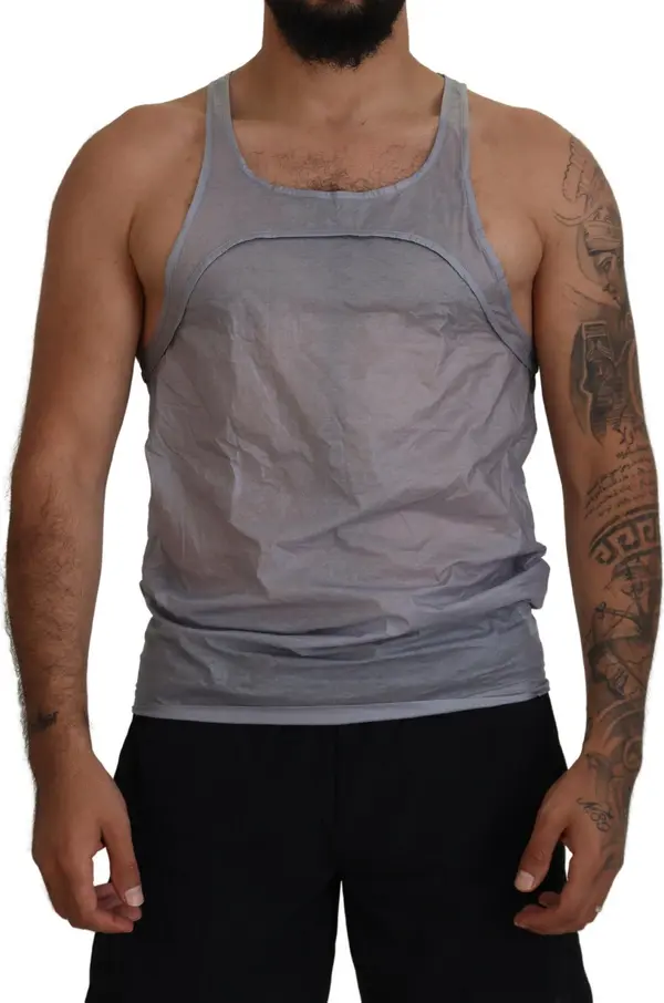 Light Gray Cotton Sleeveless Tank Men Top T-shirt