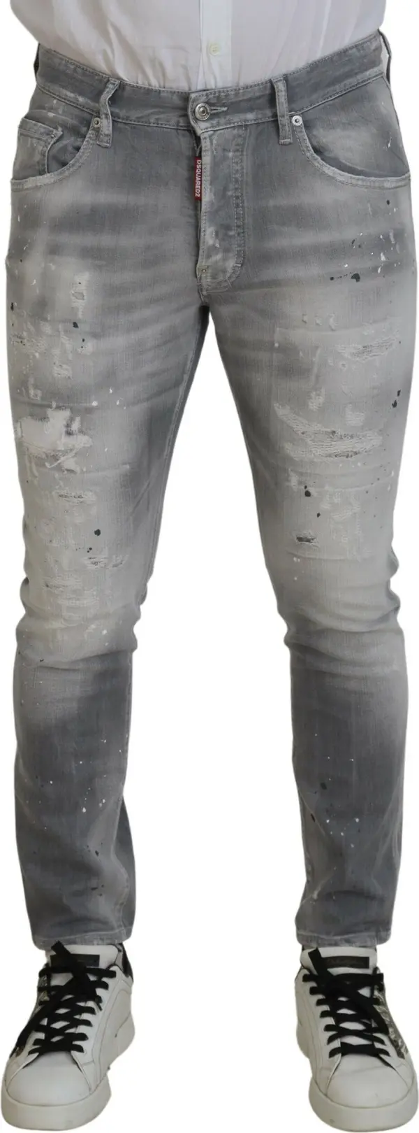 Gray Washed Cotton Slim Fit Casual Men Denim Jeans