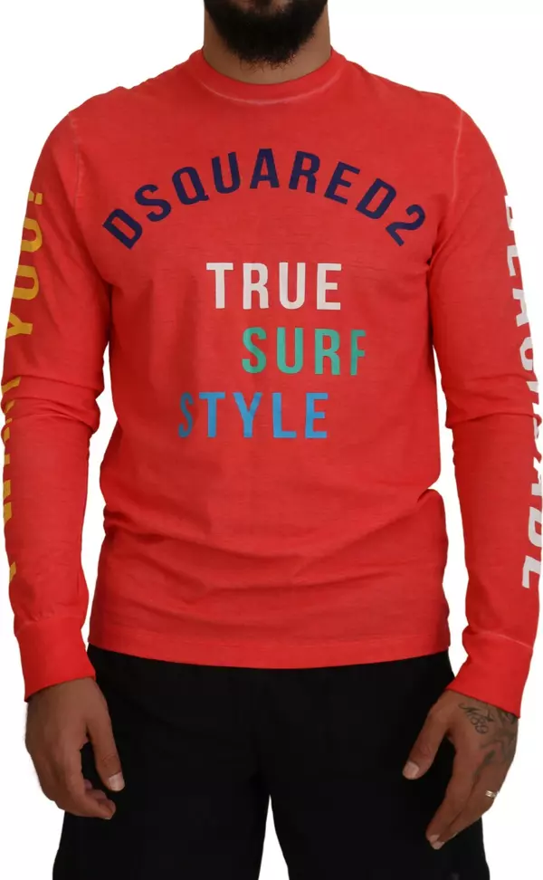 Orange Colorful Print Long Sleeves Top T-shirt