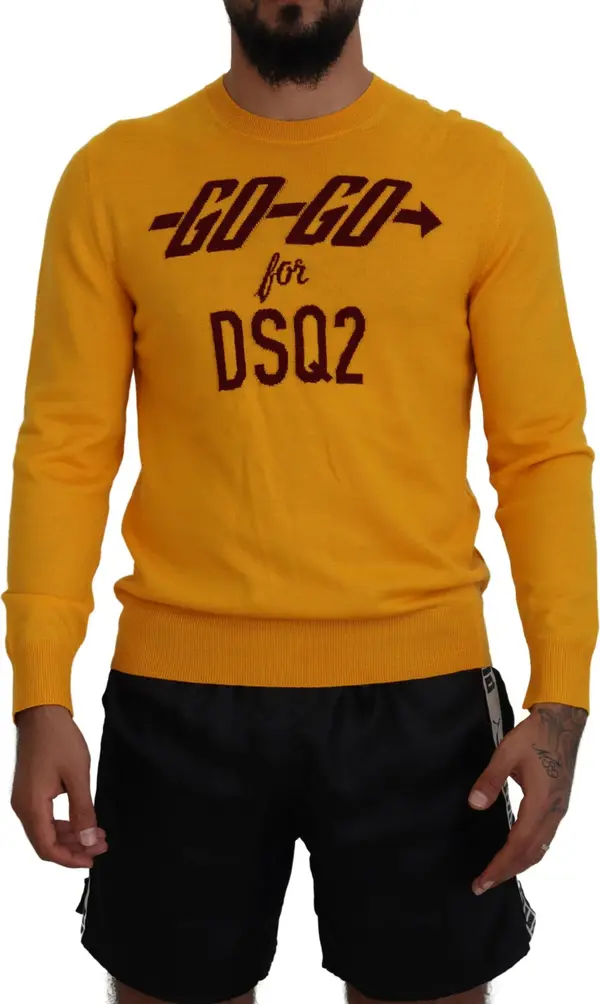 Orange Wool Long Sleeves Men Pullover Sweater