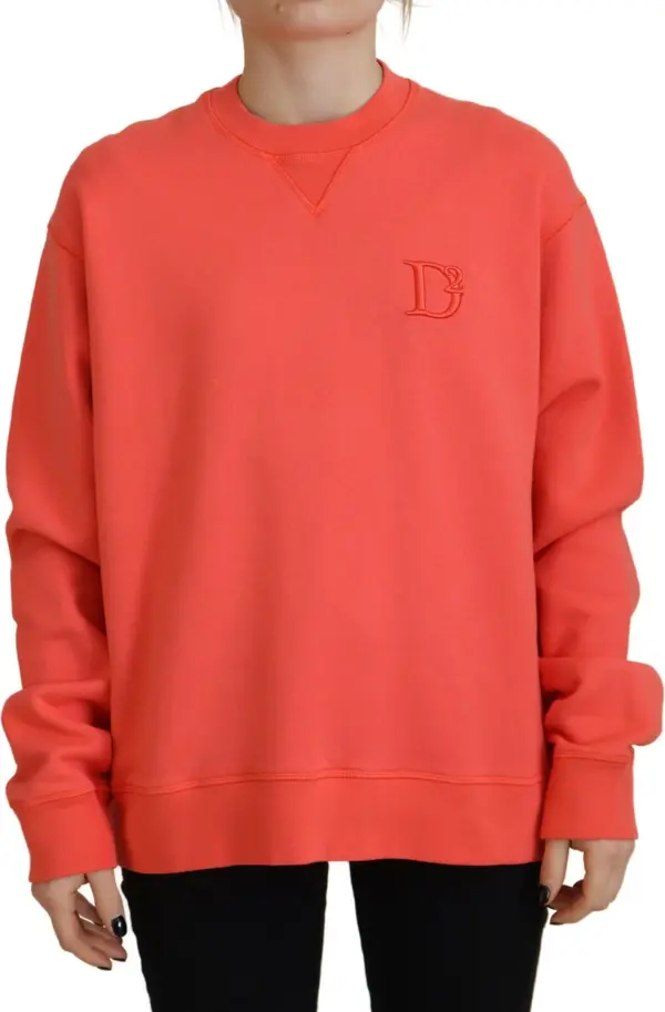 Pink Logo Embroidery Women Long Sleeve Sweater