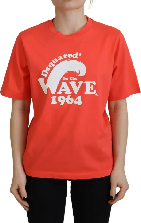 Orange Logo Cotton Crewneck Short Sleeve T-shirt