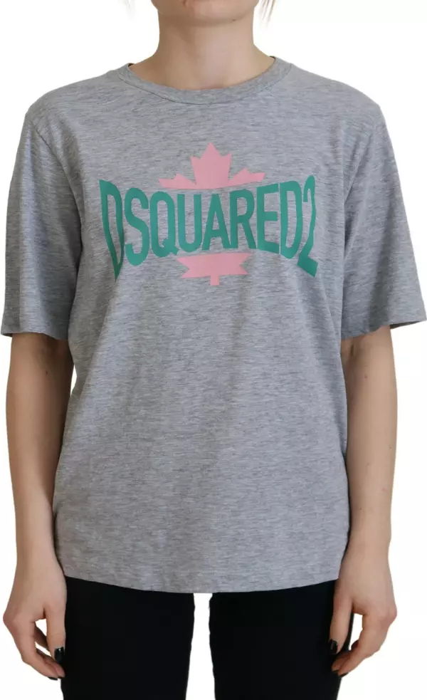 Gray Logo Cotton Crewneck Short Sleeve Tee T-shirt