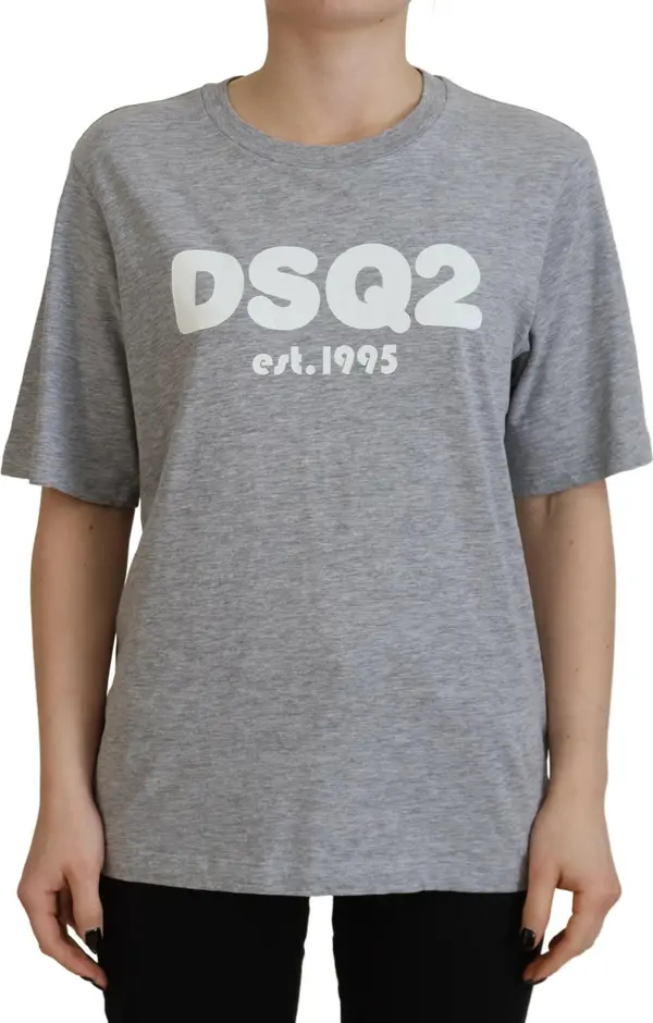 Gray Logo Cotton Crewneck Short Sleeve Tee T-shirt