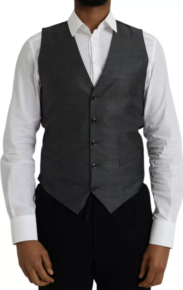 Gray Wool Formal Dress Waistcoat Vest