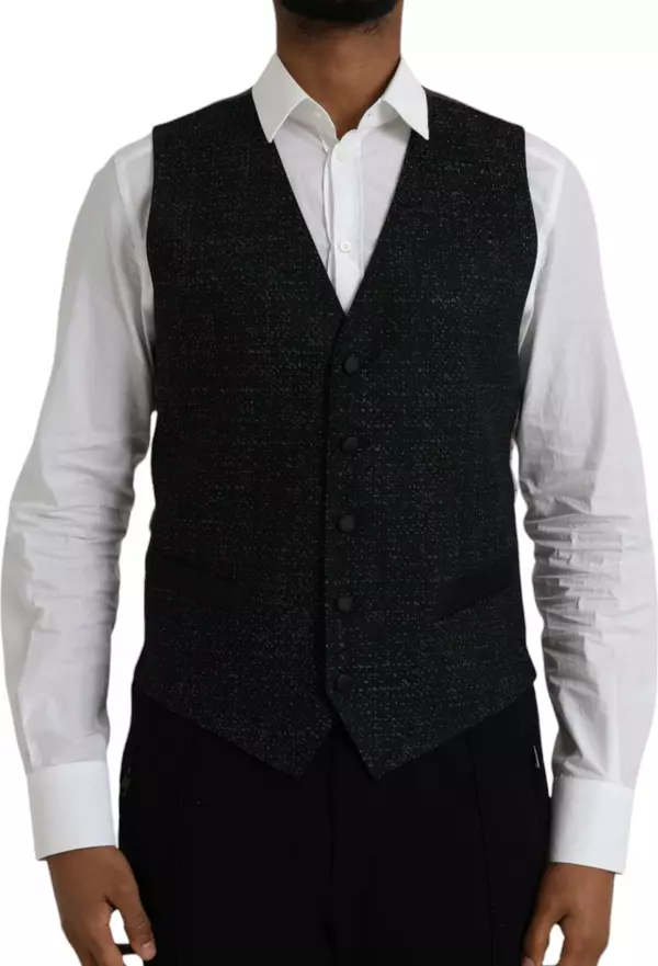 Black Brown Silk Waistcoat Dress Formal Vest