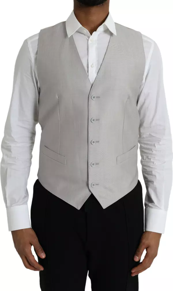 Light Gray Wool Formal Dress Waistcoat Vest