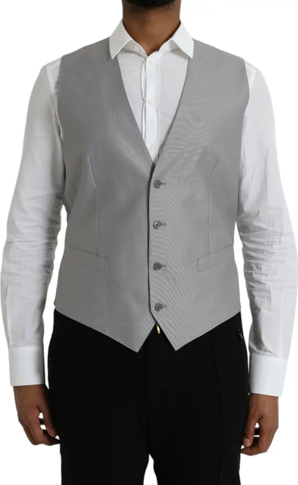 Light Gray Wool Formal Dress Waistcoat Vest
