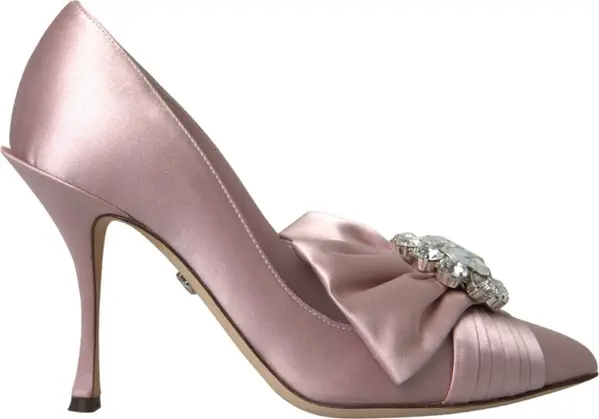 Pink Satin Crystal High Heels Pumps Shoes
