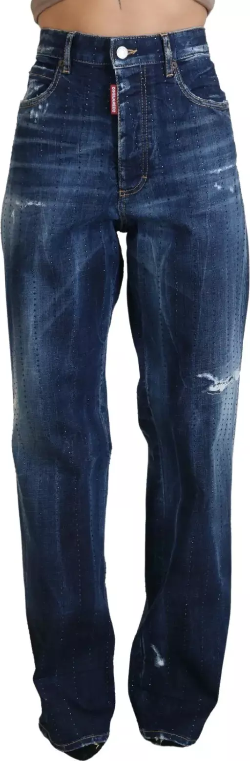Blue High Waist Straight Denim Jeans San Diego
